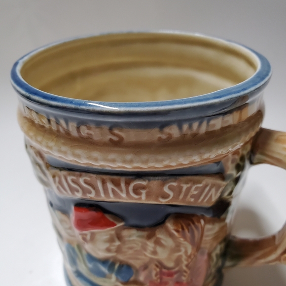 Vintage Two Handled Kissing Beer Stein Lego Japan Romantic Kitschy Cottagecore - Picture 6 of 8